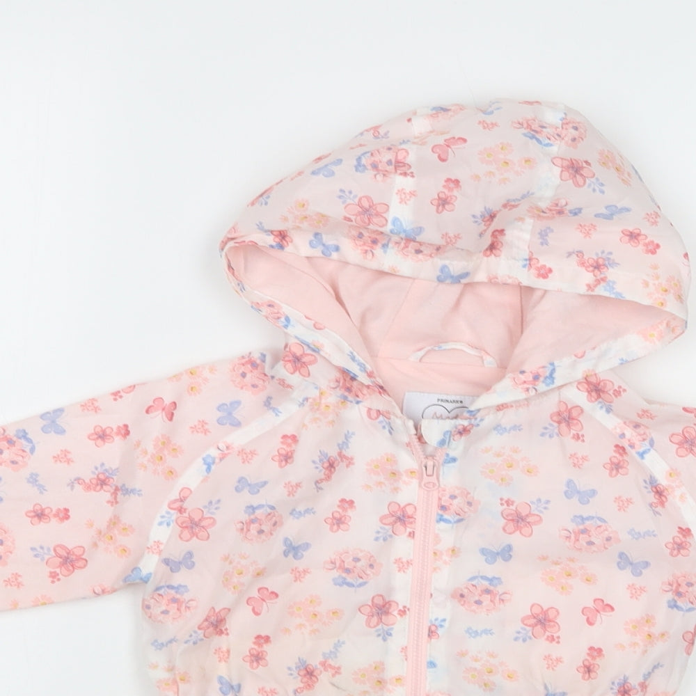 Primark Girls White Floral  Rain Coat Coat Size 2-3 Years  Zip