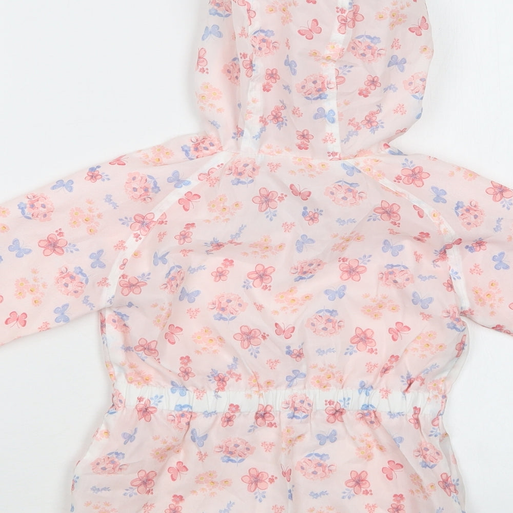 Primark Girls White Floral  Rain Coat Coat Size 2-3 Years  Zip