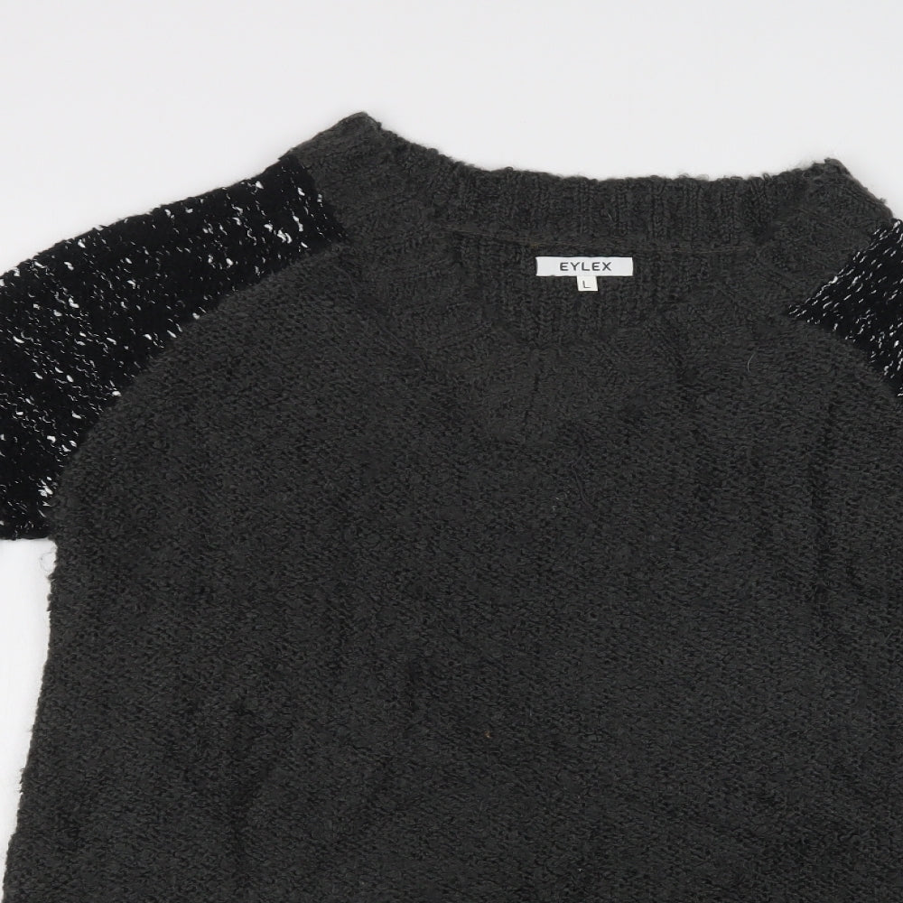 Eylex Womens Green V-Neck  Acrylic Tunic Jumper Size L