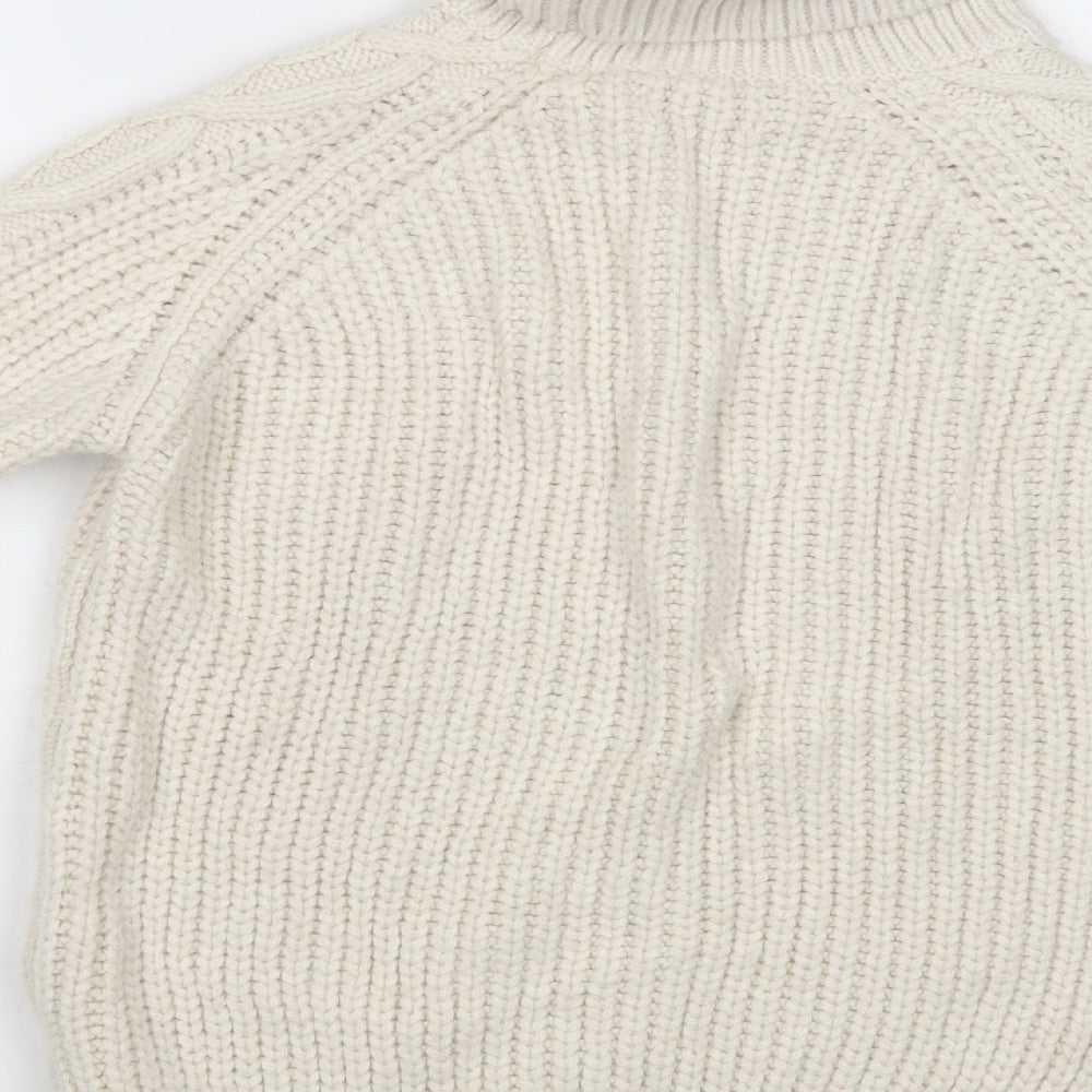 Papaya Womens Ivory Roll Neck  Acrylic Pullover Jumper Size M