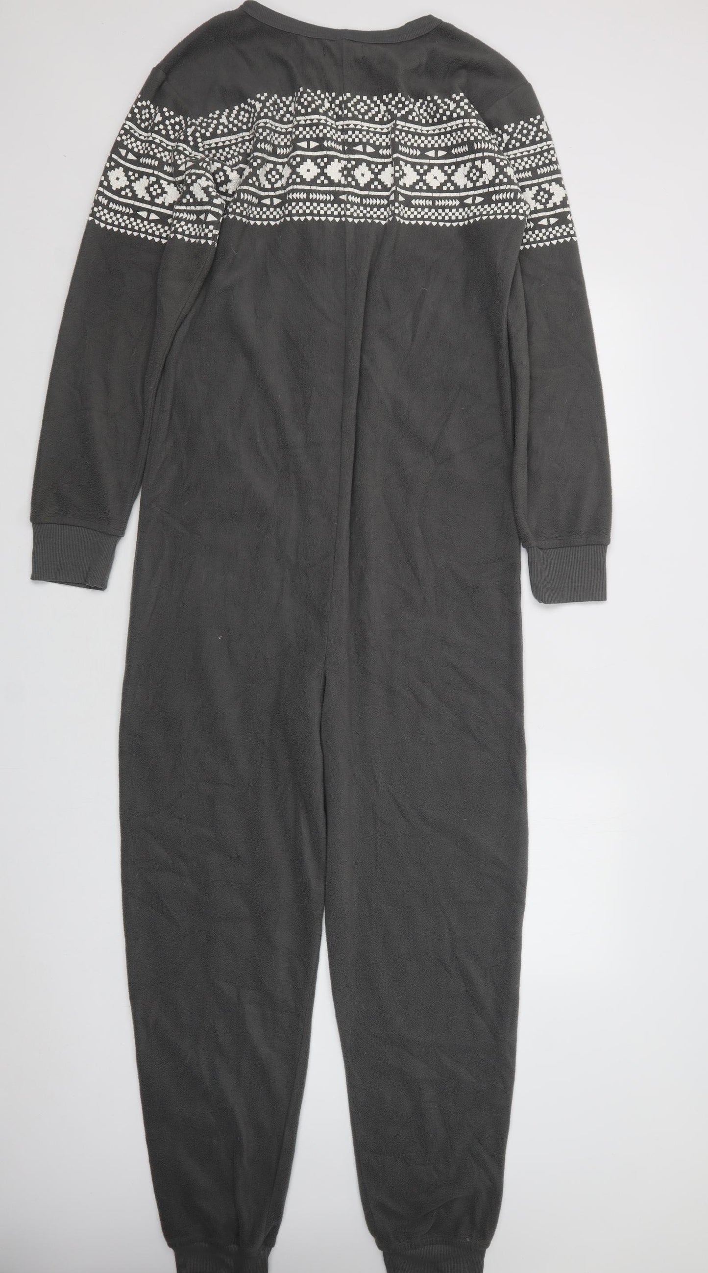 Matalan Mens Grey Fair Isle Polyester  Bodysuit Size S  Button - Onesie