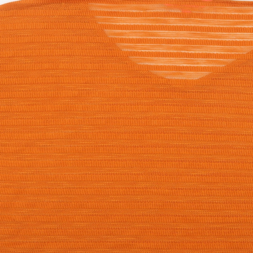 NEXT Womens Orange Striped Polyester Basic Blouse Size 12 V-Neck