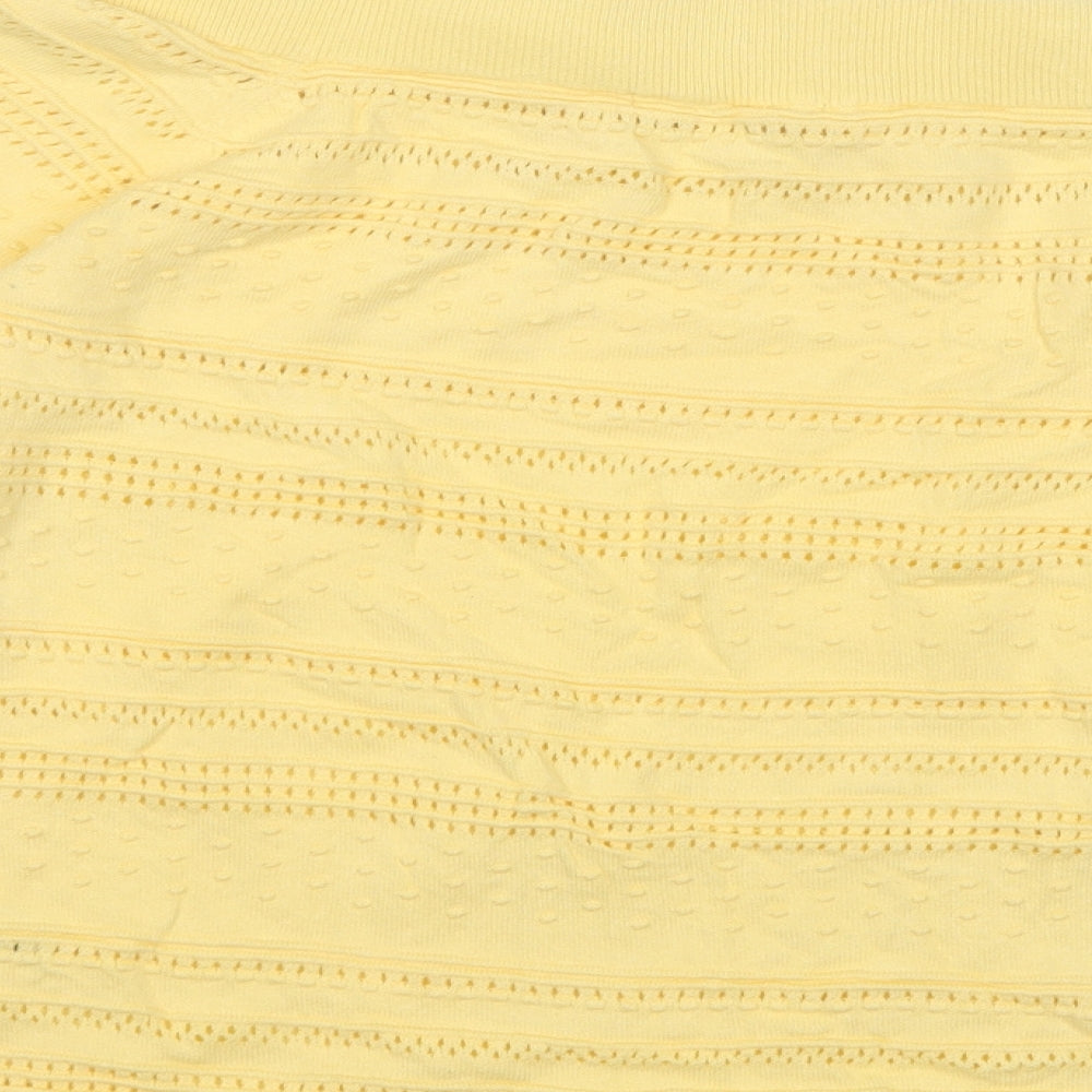 TU Womens Yellow  Cotton Basic Blouse Size 12 Boat Neck