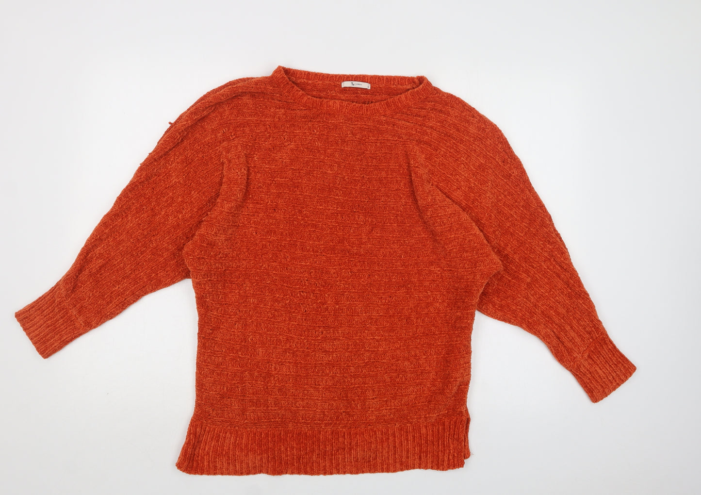 TU Womens Orange Crew Neck  Polyester Pullover Jumper Size 14
