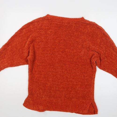 TU Womens Orange Crew Neck  Polyester Pullover Jumper Size 14