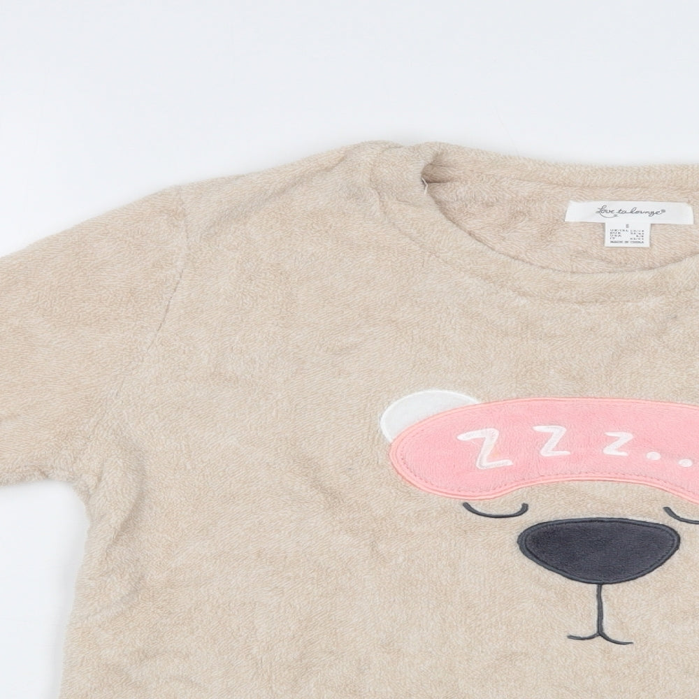 Primark Womens Beige  Polyester Top Pyjama Top Size S