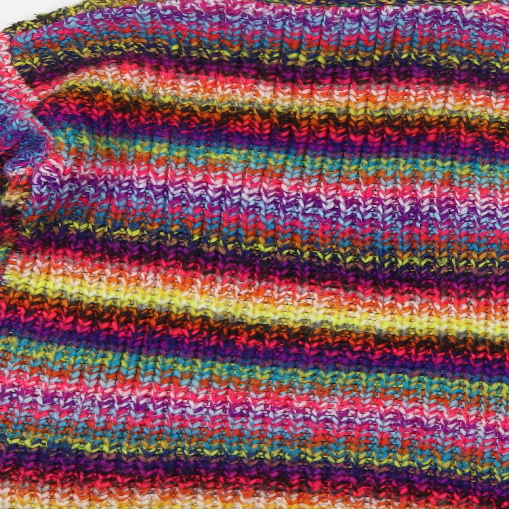 Primark Womens Multicoloured Roll Neck Striped Acrylic Pullover Jumper Size 12