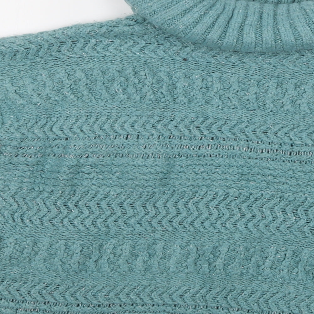 TU Womens Green Roll Neck  Acrylic Pullover Jumper Size 10
