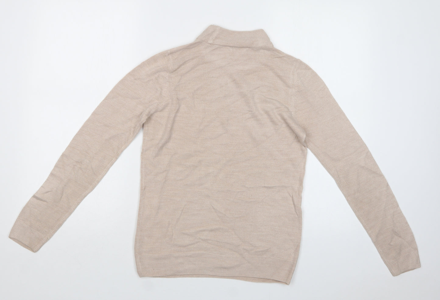 BHS Womens Beige Mock Neck  Acrylic Pullover Jumper Size 8