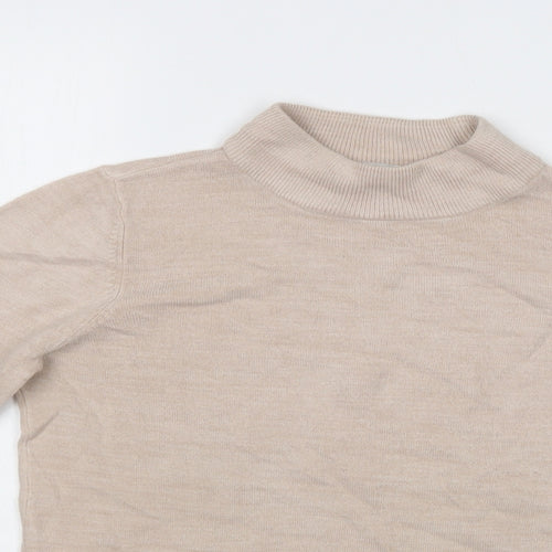 BHS Womens Beige Mock Neck  Acrylic Pullover Jumper Size 8