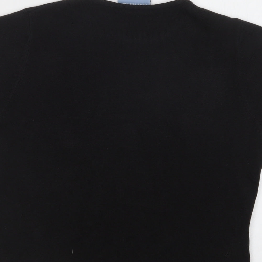 Award Womens Black Crew Neck  Acrylic Pullover Jumper Size M