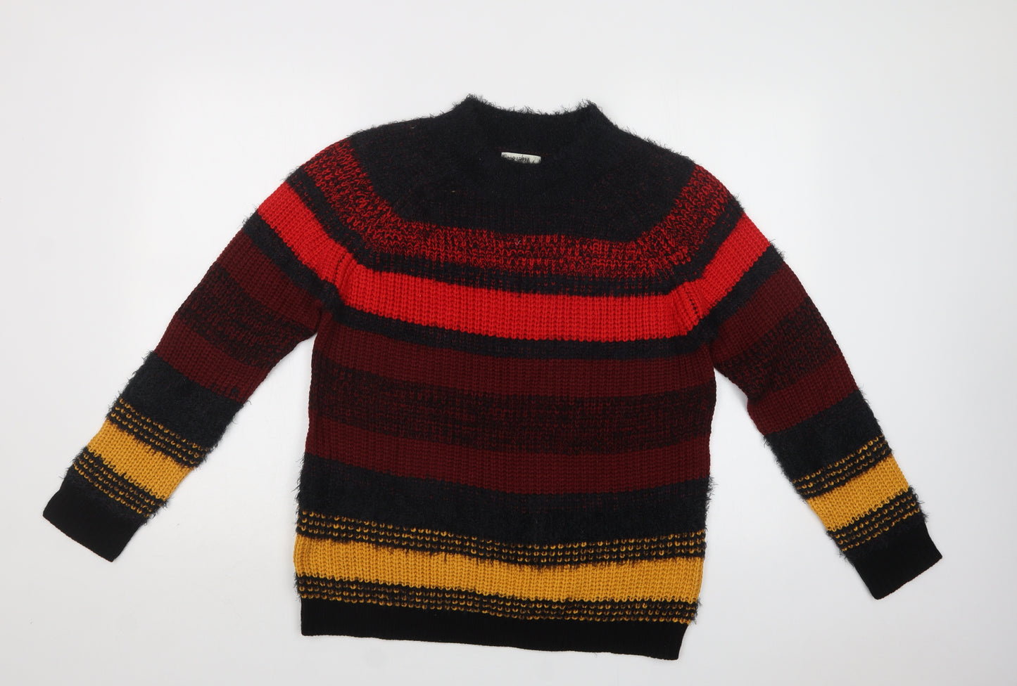 Papaya Womens Multicoloured Mock Neck Striped Acrylic Pullover Jumper Size M