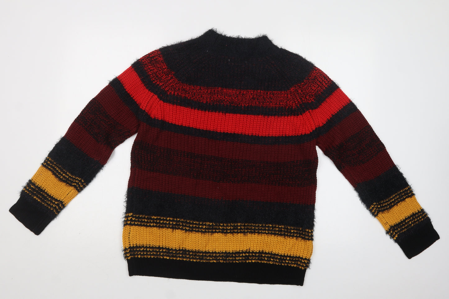 Papaya Womens Multicoloured Mock Neck Striped Acrylic Pullover Jumper Size M