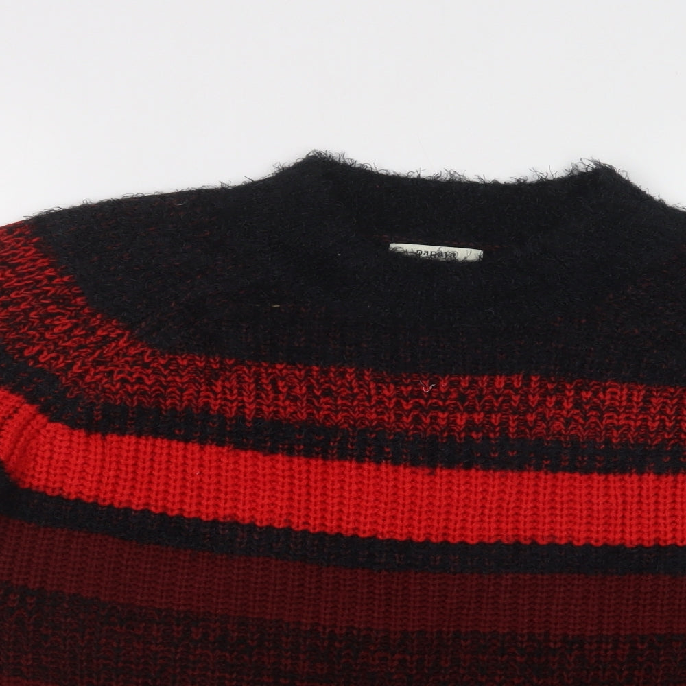 Papaya Womens Multicoloured Mock Neck Striped Acrylic Pullover Jumper Size M