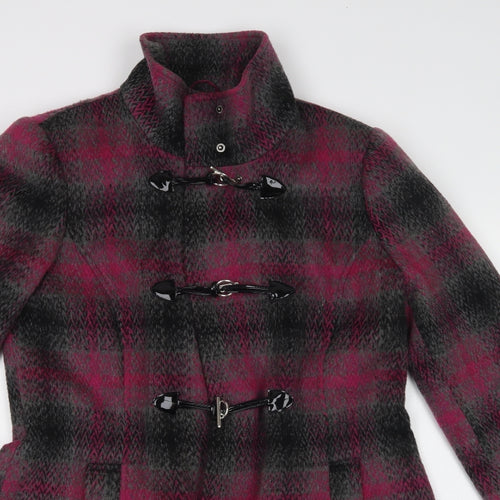 M&Co Womens Purple Check  Pea Coat Coat Size 14  Toggle