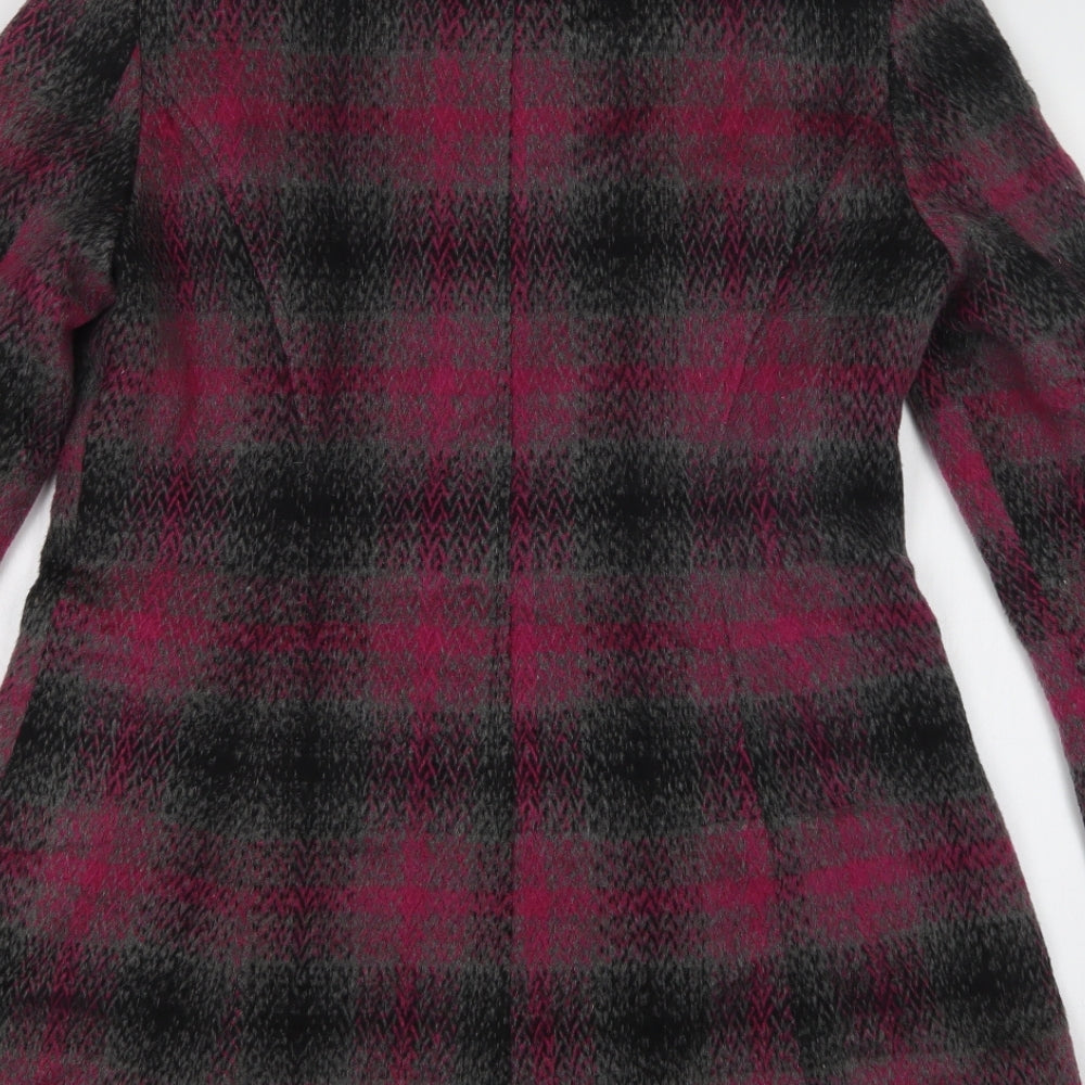 M&Co Womens Purple Check  Pea Coat Coat Size 14  Toggle
