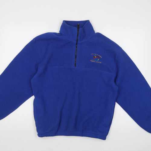 JERZEES Womens Blue  Polyester Henley Hoodie Size M  Zip