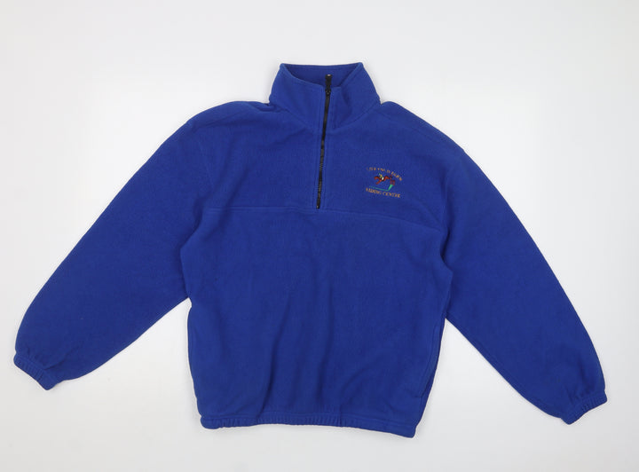 JERZEES Womens Blue  Polyester Henley Hoodie Size M  Zip