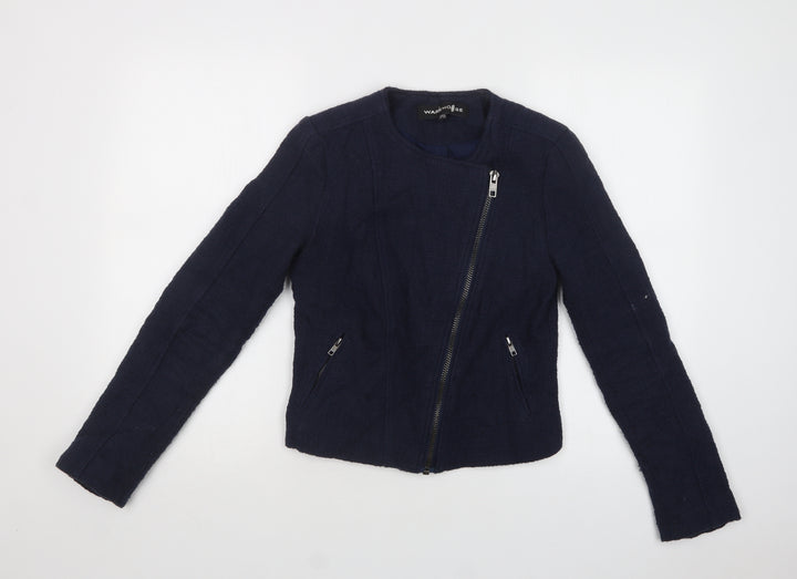 Warehouse Womens Blue   Jacket Blazer Size 8  Zip