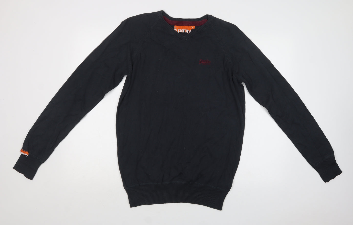 Superdry Mens Grey V-Neck  Cotton Pullover Jumper Size L