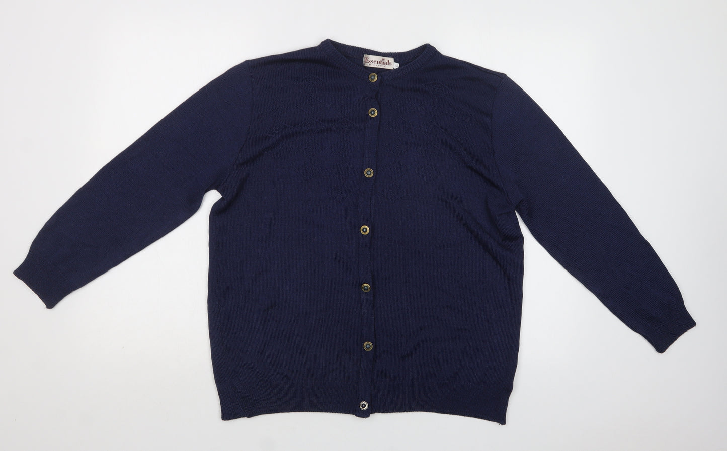 Essentials Womens Blue Round Neck   Cardigan Jumper Size L