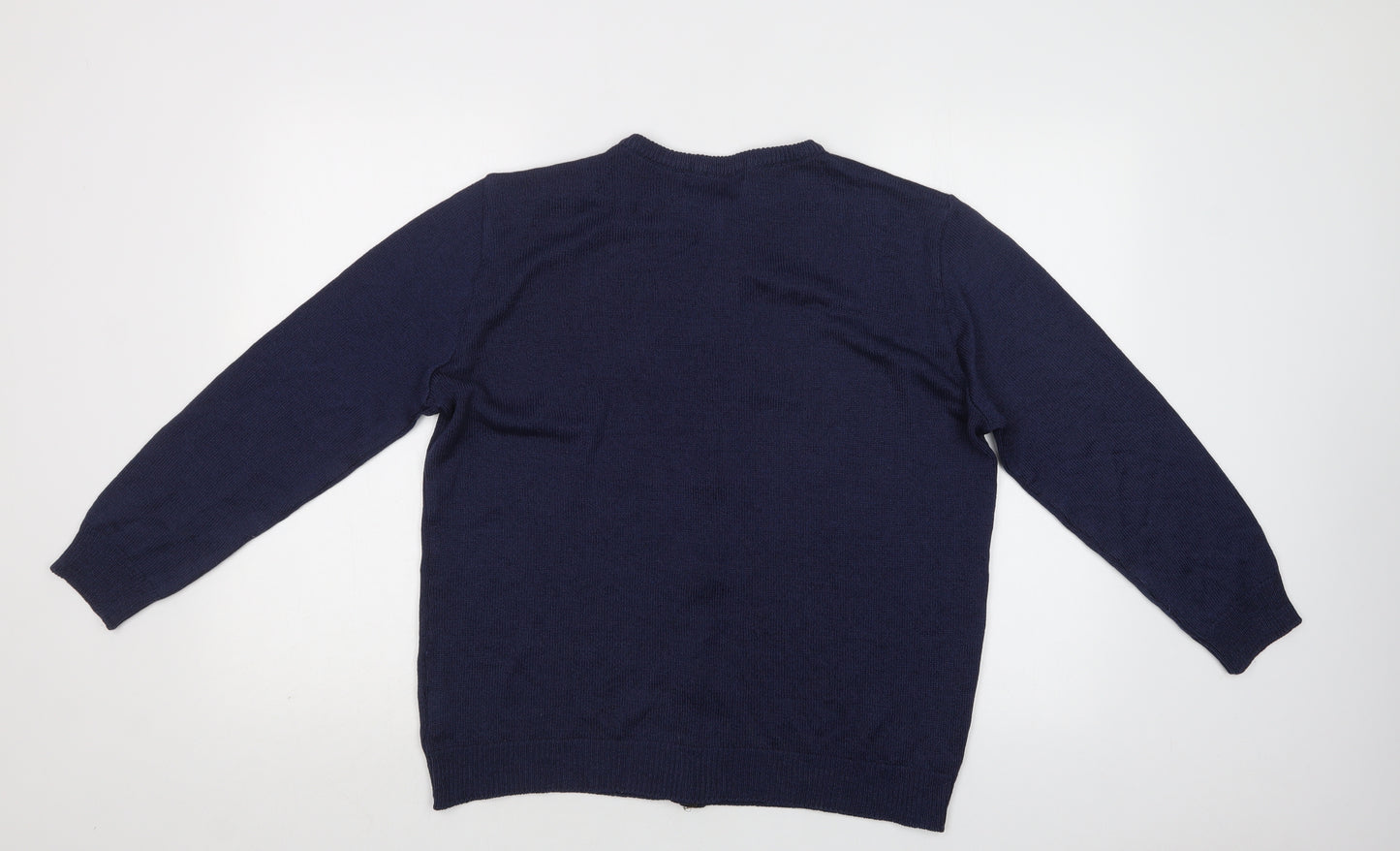 Essentials Womens Blue Round Neck   Cardigan Jumper Size L