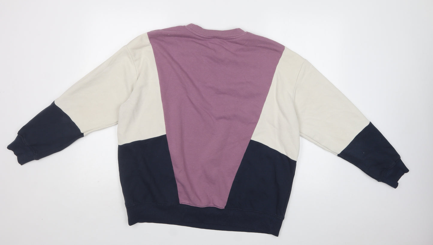 George Womens Purple Colourblock Cotton Pullover Sweatshirt Size L