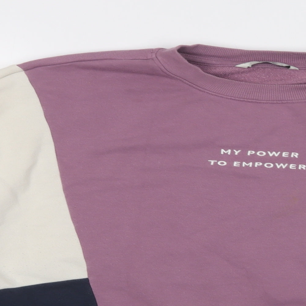 George Womens Purple Colourblock Cotton Pullover Sweatshirt Size L