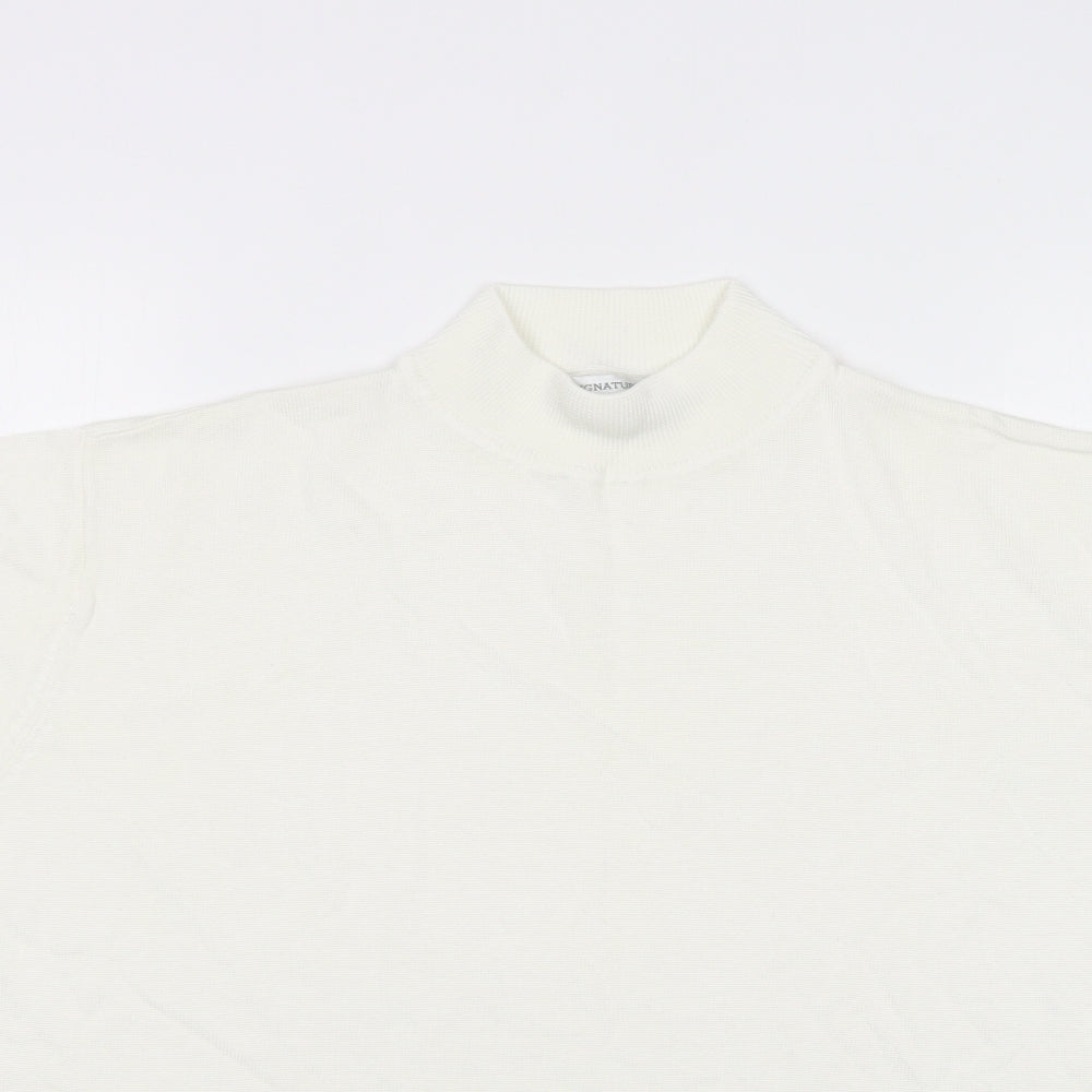 Signature Womens Ivory Mock Neck  Cotton Pullover Jumper Size XL