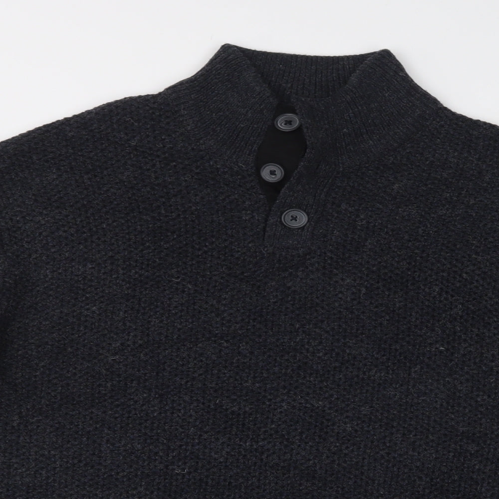 NEXT Mens Grey Collared  Acrylic Henley Jumper Size 2XL