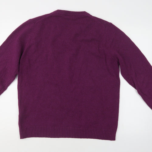 John Lewis Mens Purple V-Neck  Wool Pullover Jumper Size L