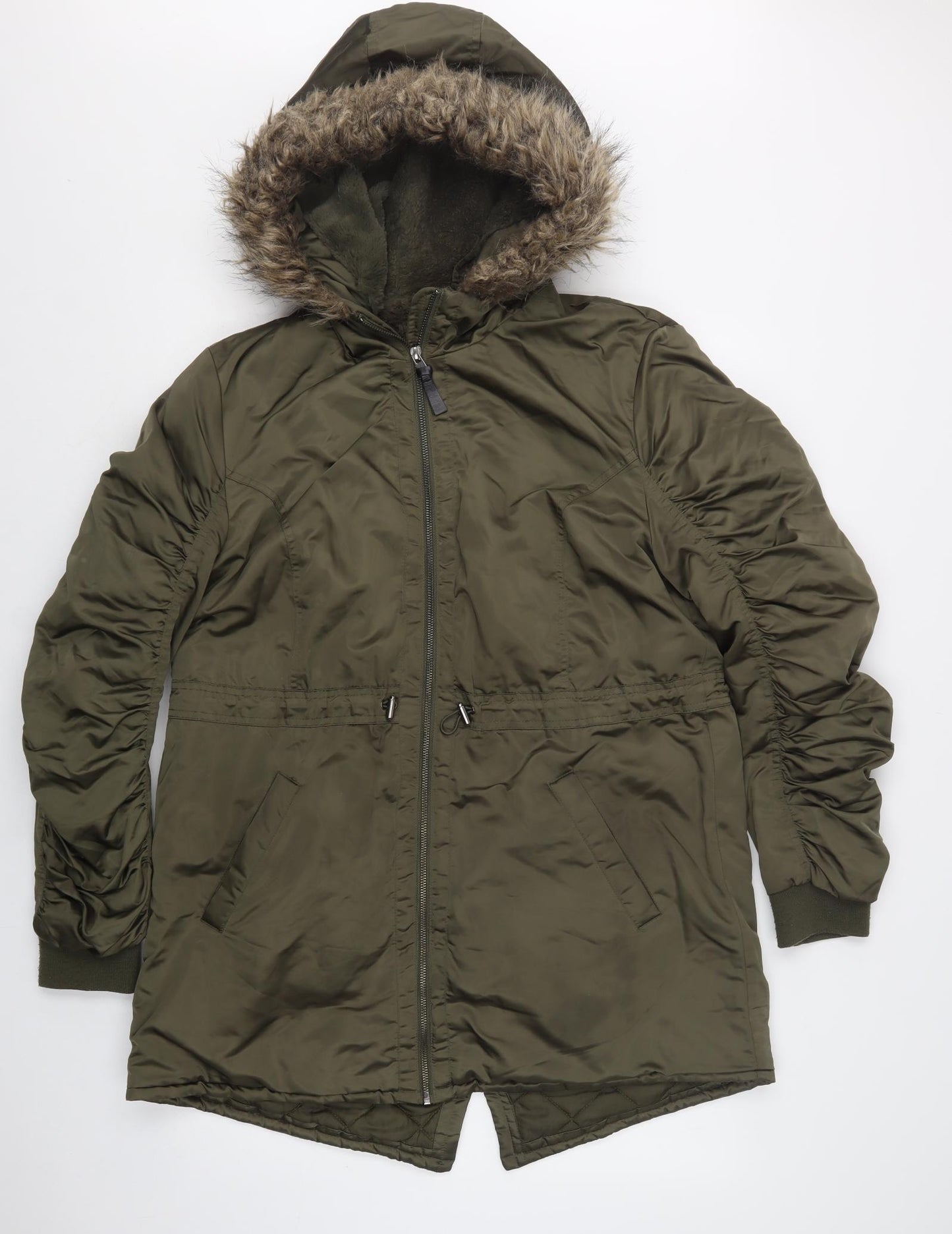 Papaya Womens Green   Parka Jacket Size 14  Zip