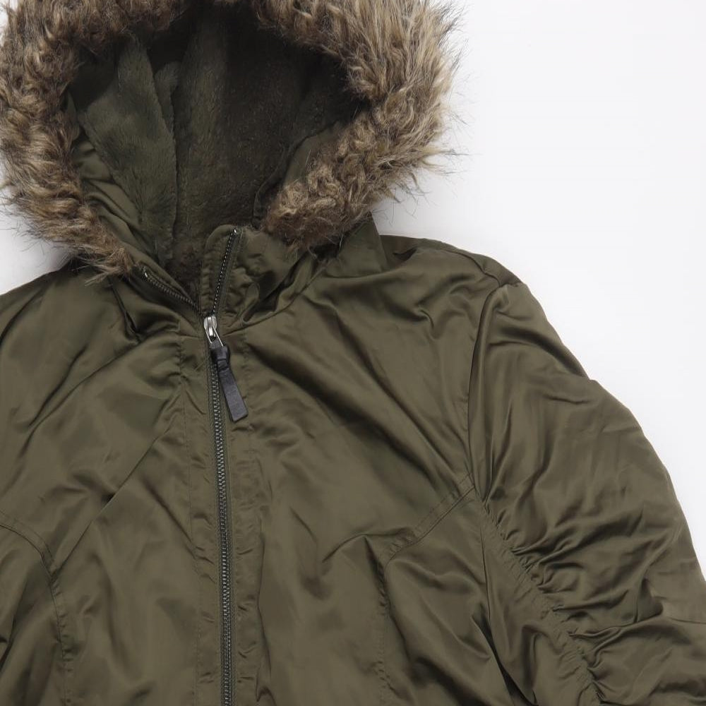 Papaya Womens Green   Parka Jacket Size 14  Zip