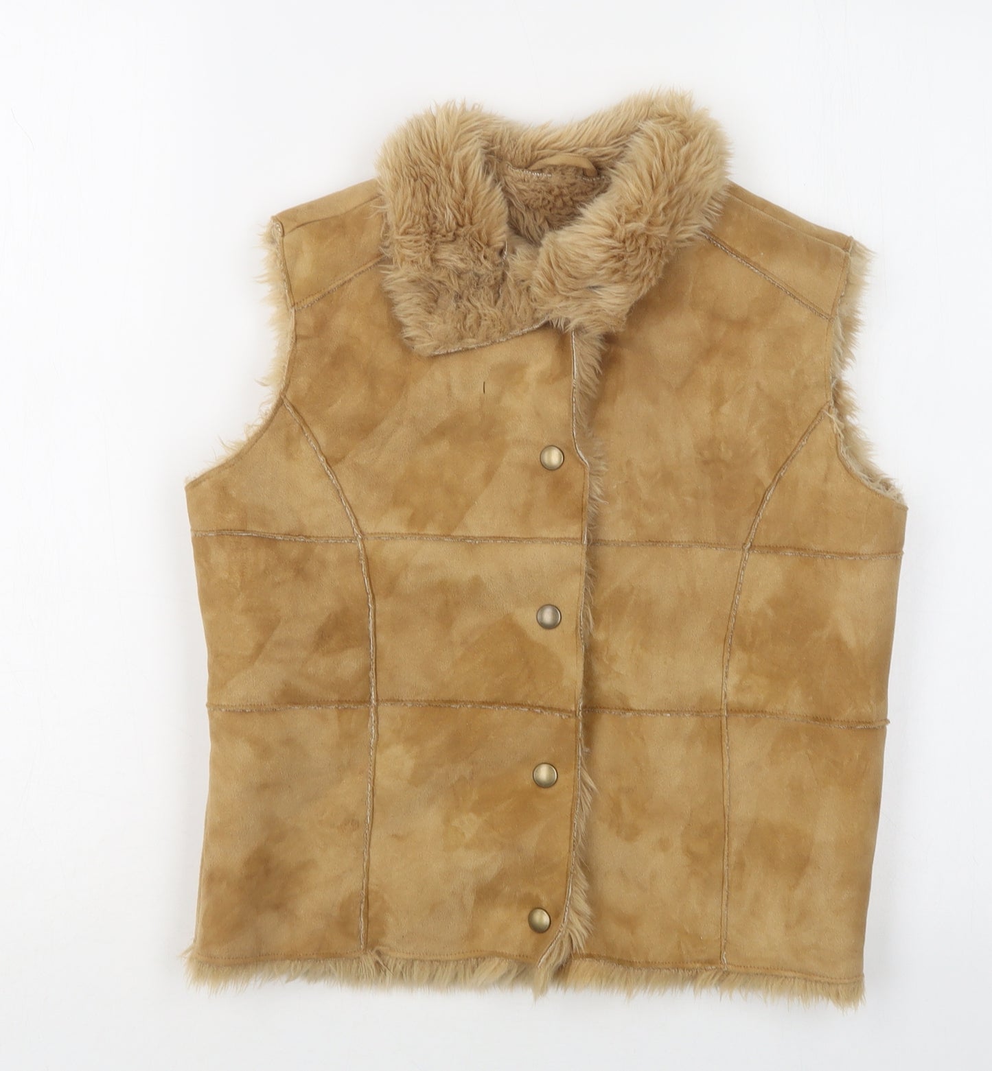 M&S Girls Beige   Gilet Waistcoat Size 11-12 Years  Snap