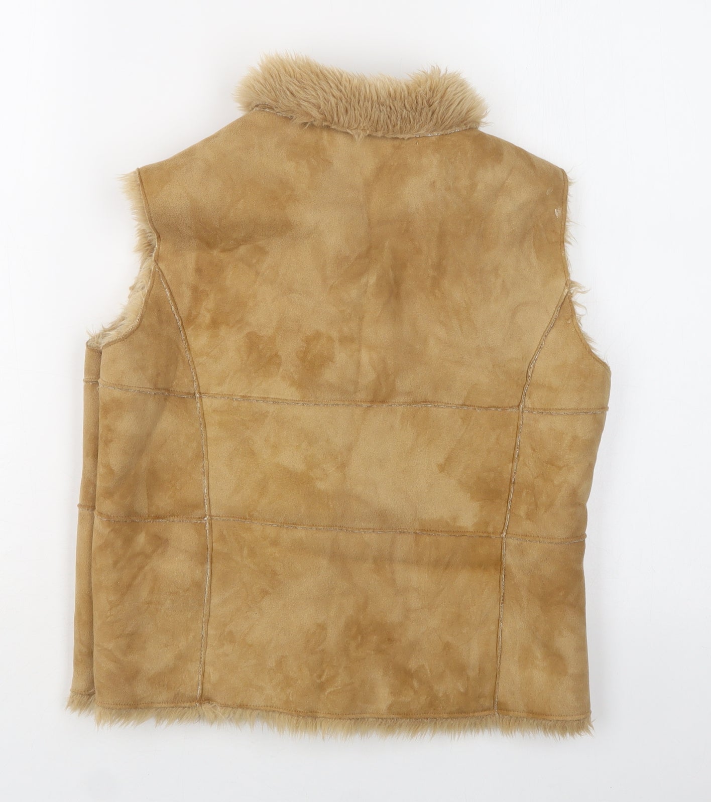 M&S Girls Beige   Gilet Waistcoat Size 11-12 Years  Snap