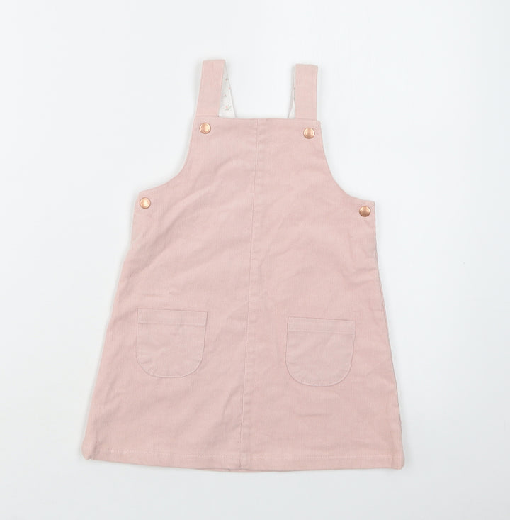 TU Baby Pink  Cotton Pinafore/Dungaree Dress  Size 12-18 Months  Square Neck Snap