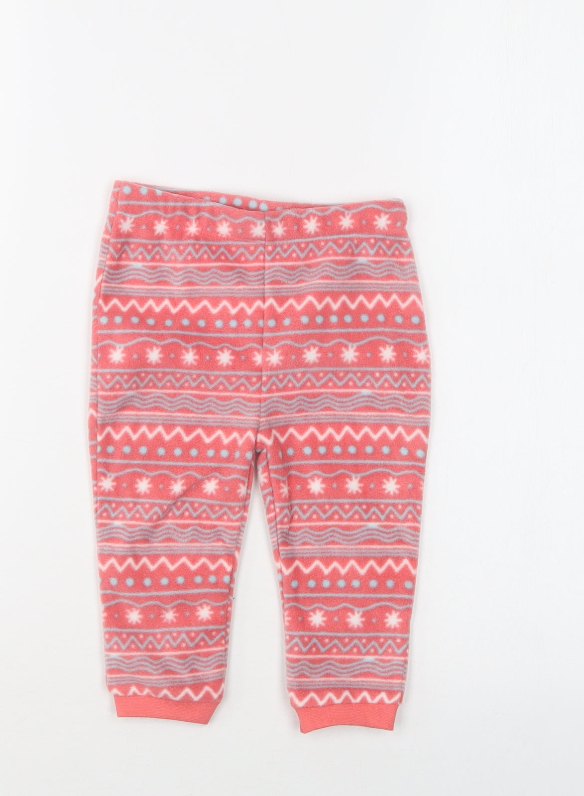 Nutmeg Baby Pink Fair Isle Polyester Jogger Trousers Size 9-12 Months