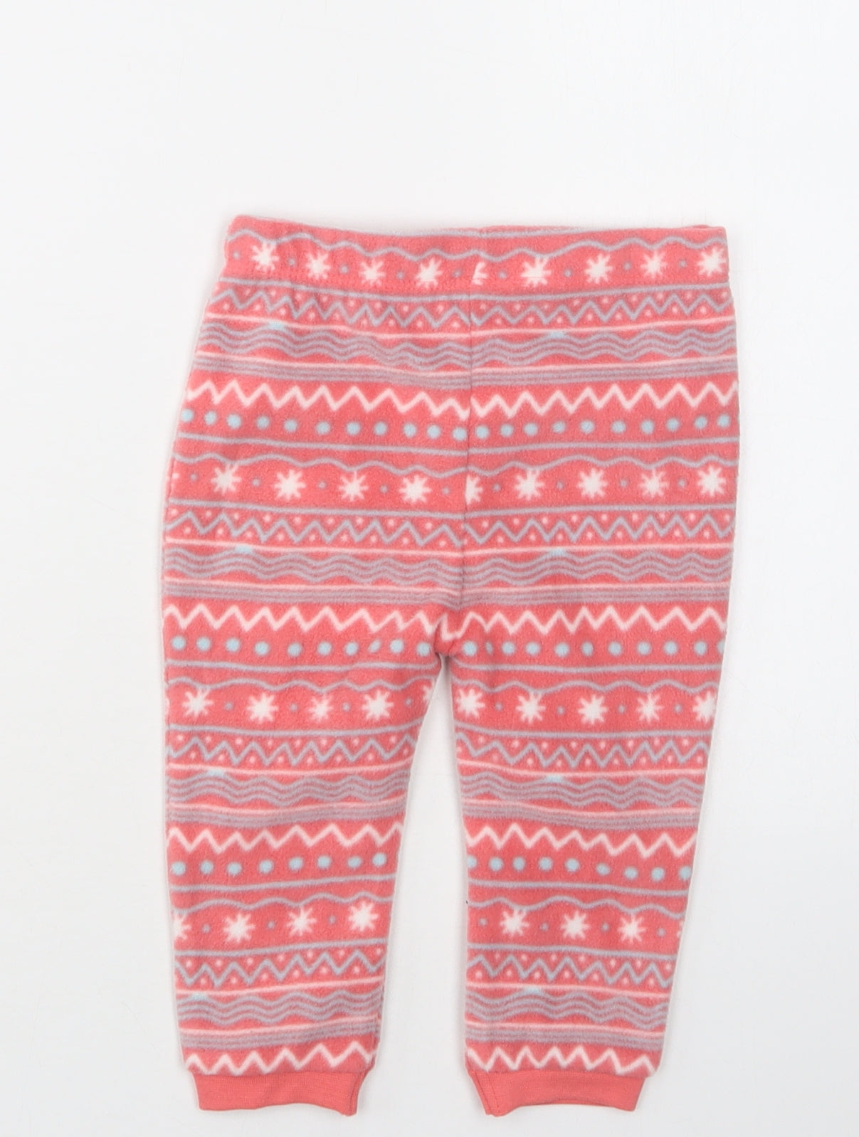 Nutmeg Baby Pink Fair Isle Polyester Jogger Trousers Size 9-12 Months
