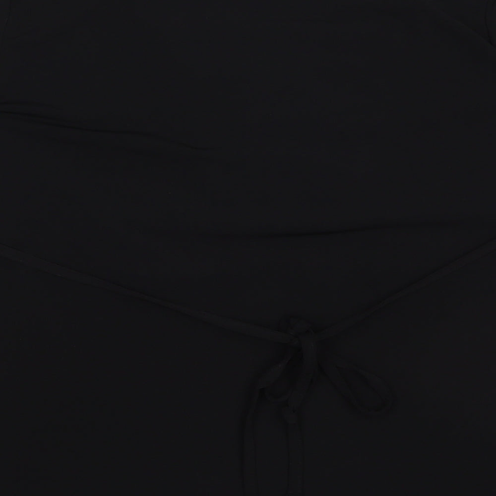 M&Co Womens Black  Polyester Basic T-Shirt Size 22 V-Neck