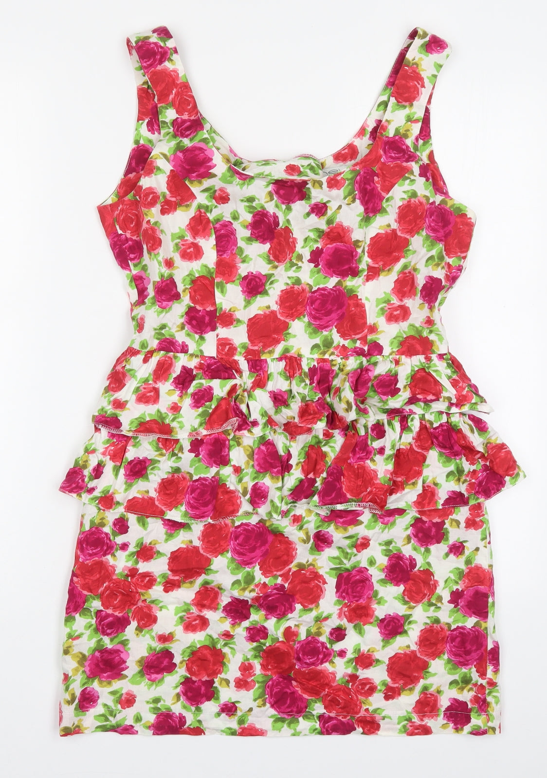 New Look Womens Multicoloured Floral Cotton Mini  Size 10  Scoop Neck Zip