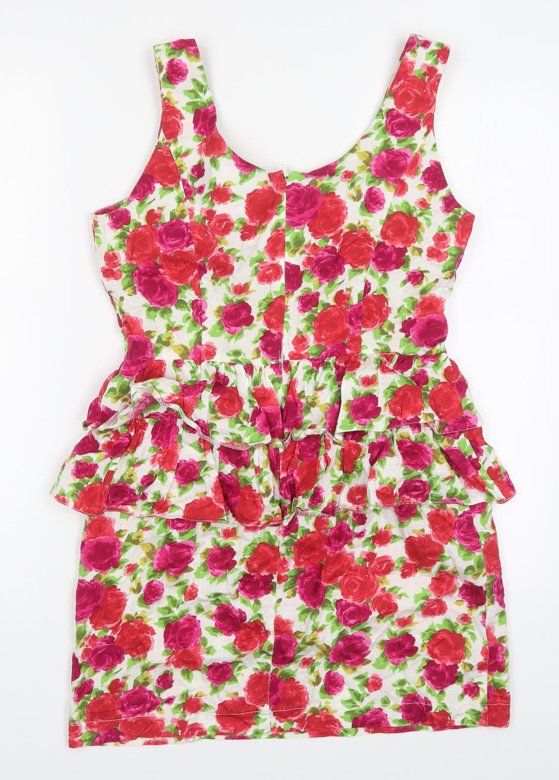 New Look Womens Multicoloured Floral Cotton Mini  Size 10  Scoop Neck Zip