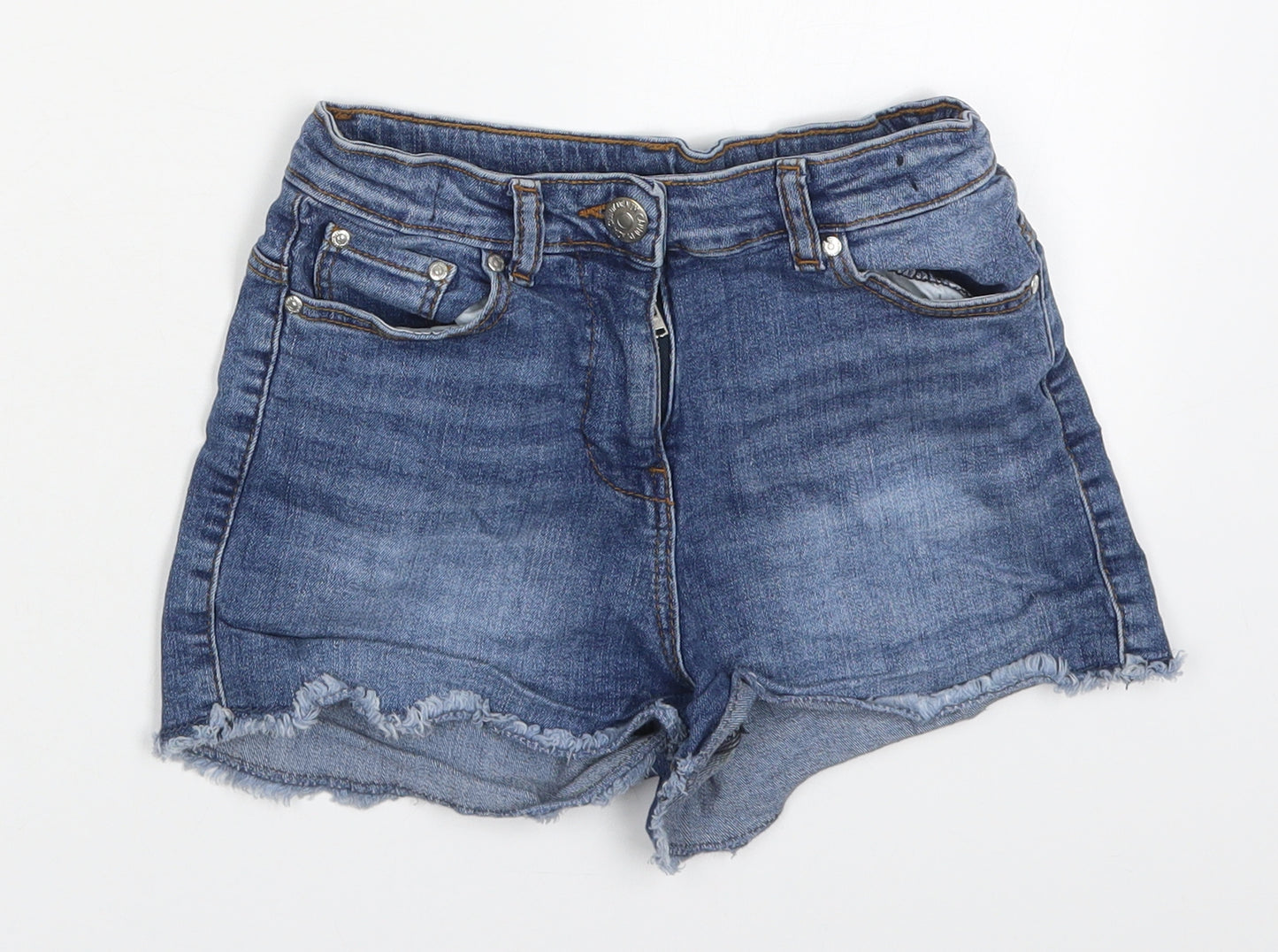 Candy Couture Girls Blue  Cotton Cut-Off Shorts Size 11 Years  Regular