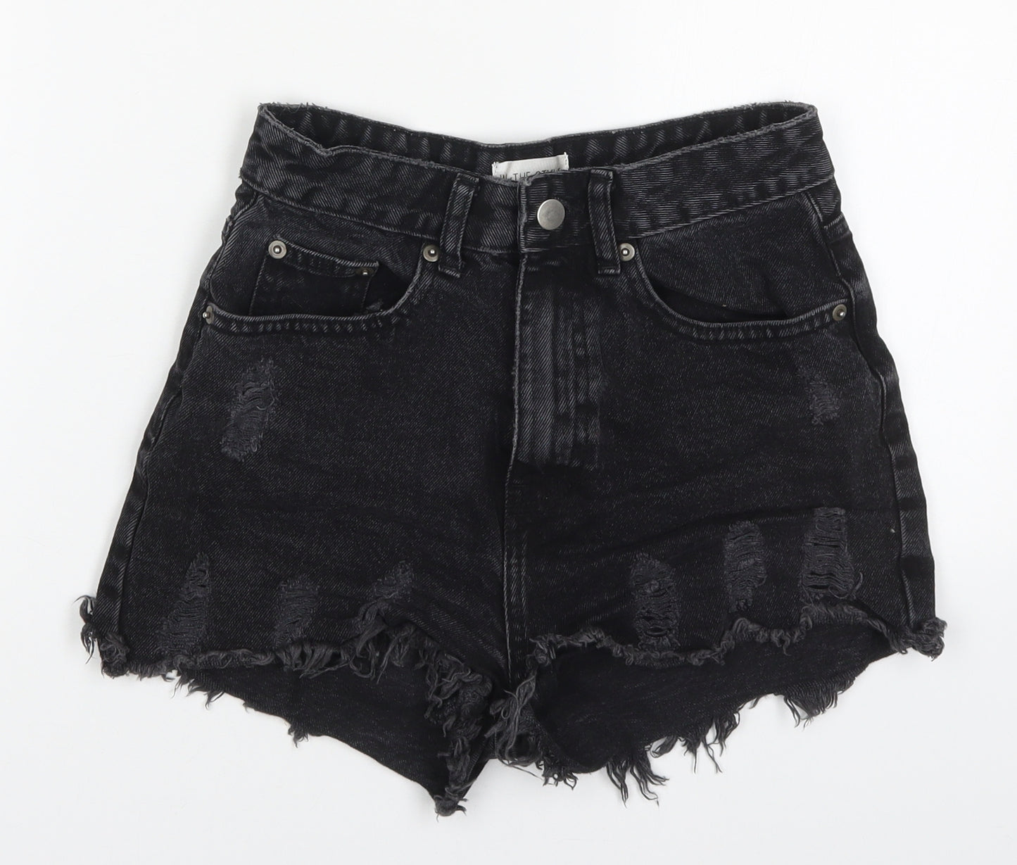 In the Style Womens Black  Cotton Hot Pants Shorts Size 8  Regular Button