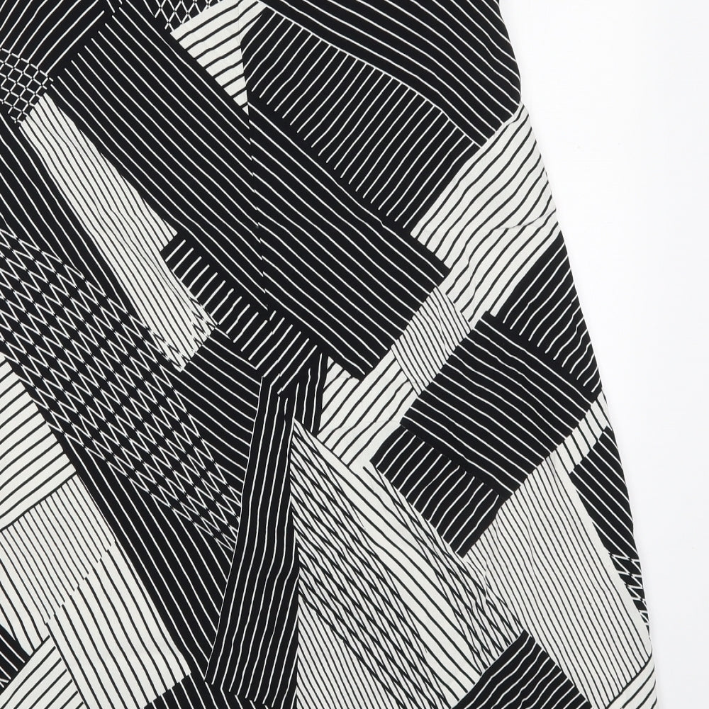 New Look Womens Black Geometric Viscose A-Line  Size 10  Off the Shoulder Pullover