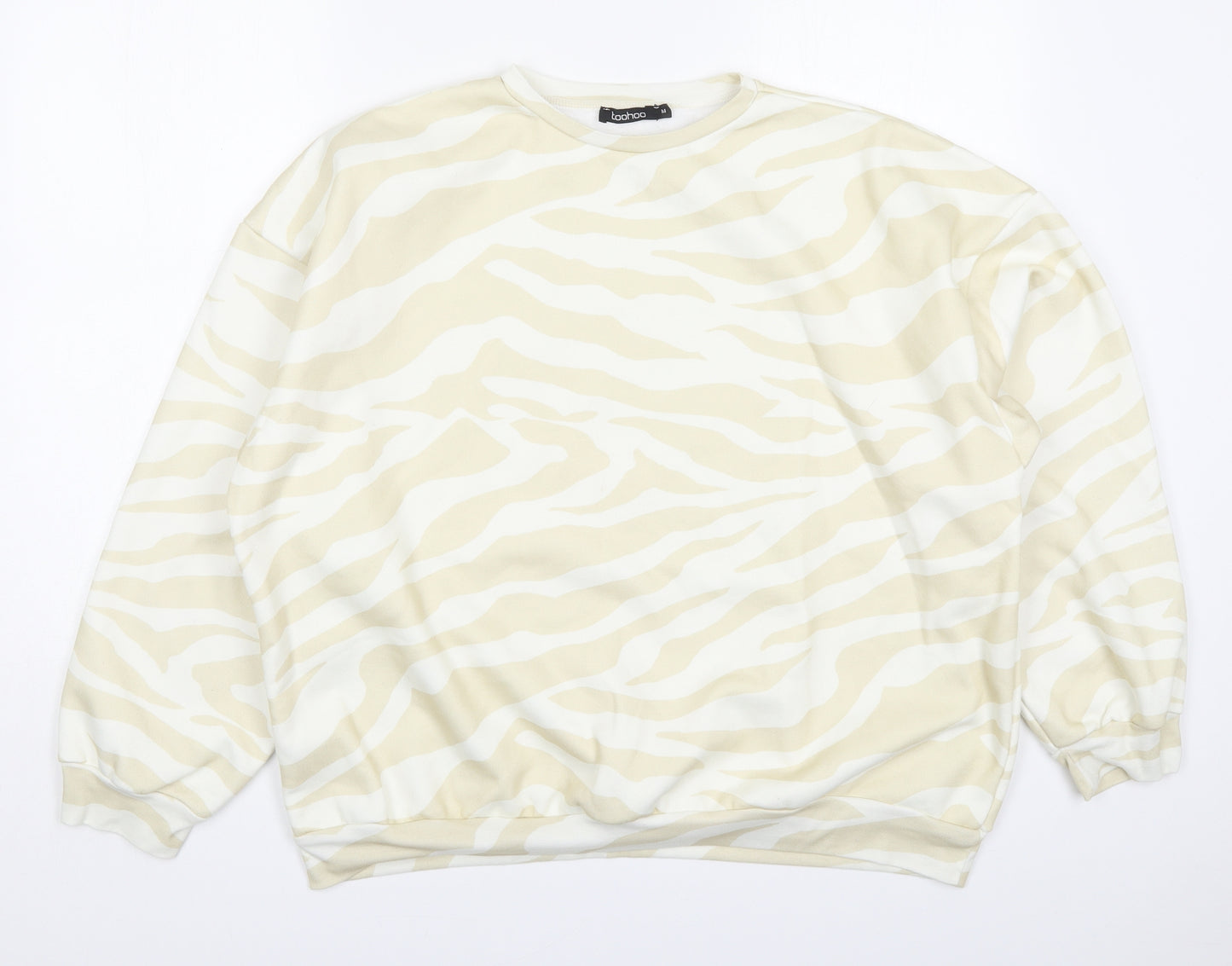 Boohoo Womens Beige Animal Print Cotton Pullover Sweatshirt Size M  Pullover