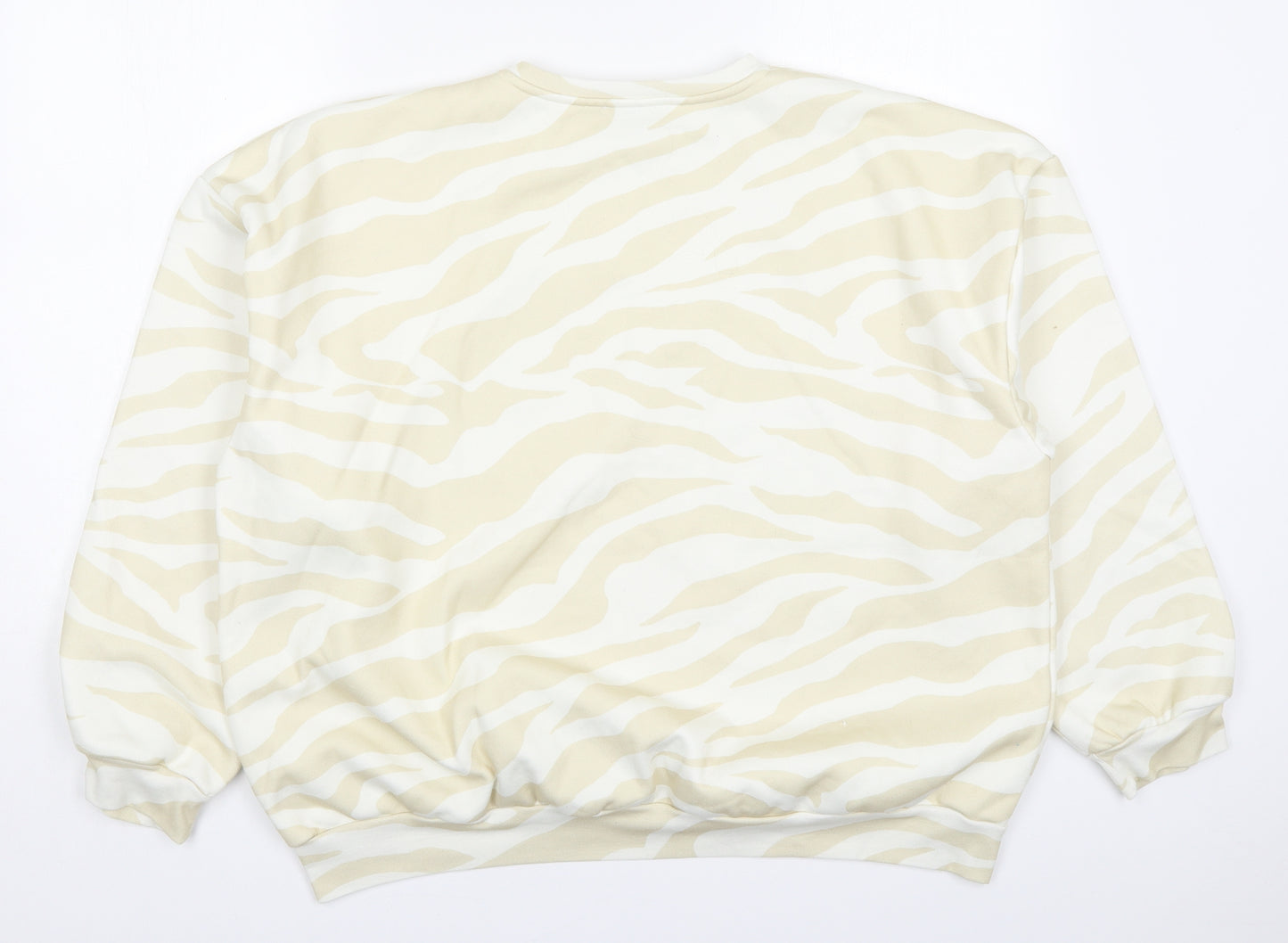 Boohoo Womens Beige Animal Print Cotton Pullover Sweatshirt Size M  Pullover