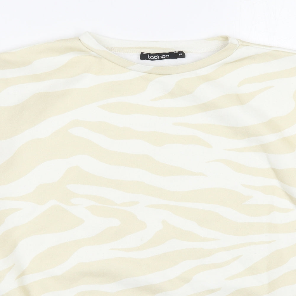 Boohoo Womens Beige Animal Print Cotton Pullover Sweatshirt Size M  Pullover