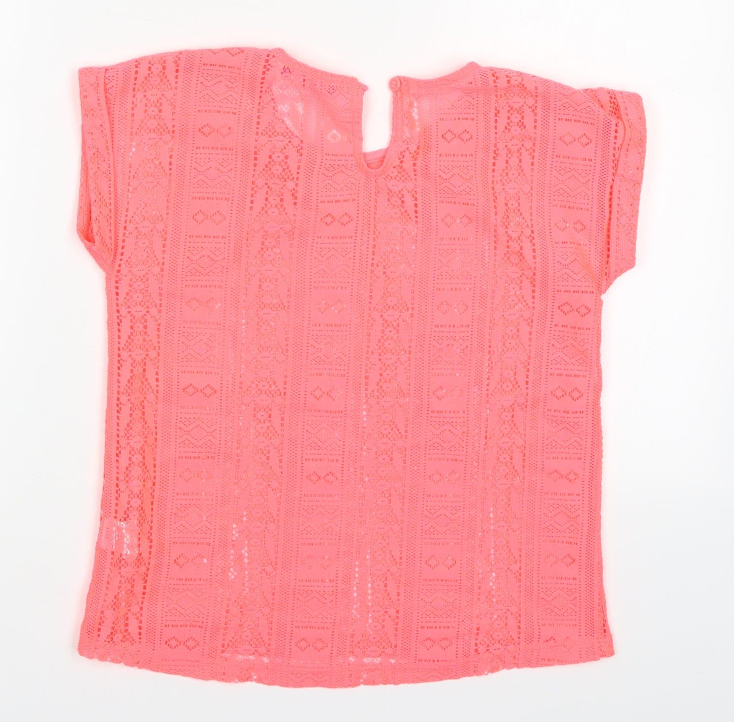 Young Dimension Girls Pink  Polyester Basic T-Shirt Size 9-10 Years Round Neck Pullover