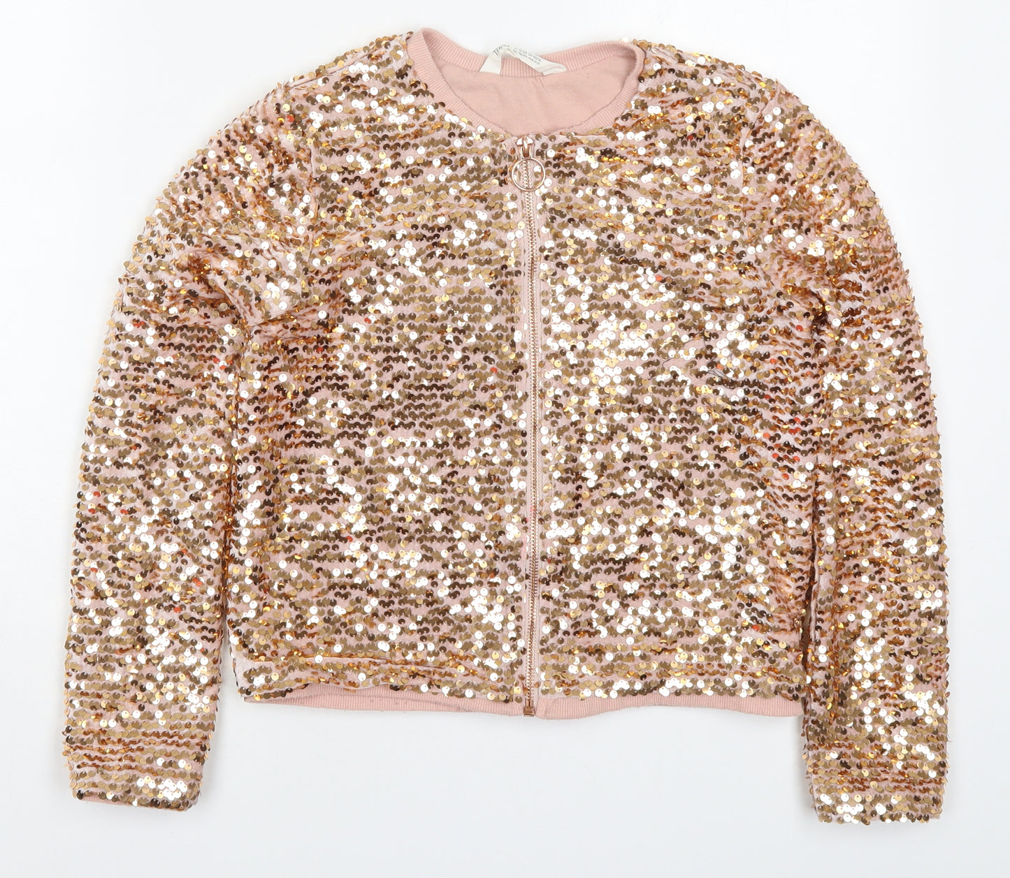 H&M Girls Pink   Jacket  Size 11-12 Years  Zip - Gold