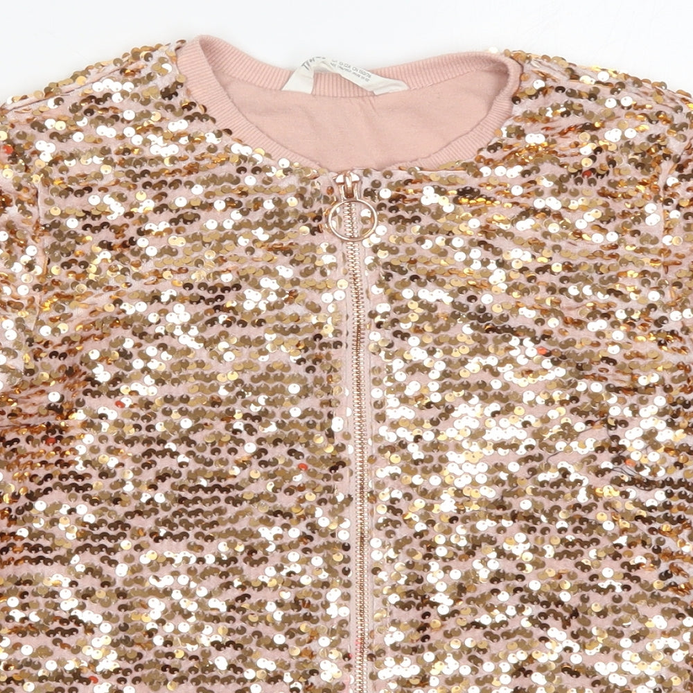 H&M Girls Pink   Jacket  Size 11-12 Years  Zip - Gold